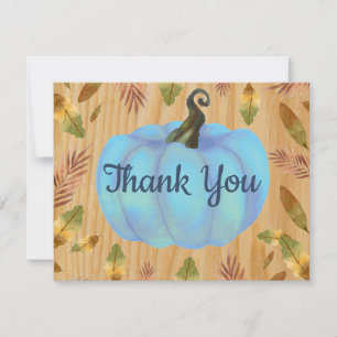 Rustic Watercolor Fall Pumpkin Blue Danke Karte