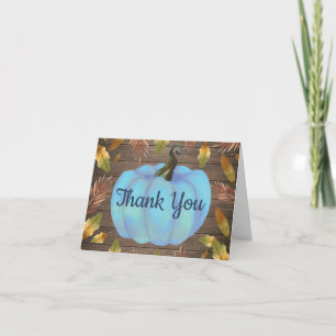 Rustic Watercolor Fall Pumpkin Blue Danke Karte