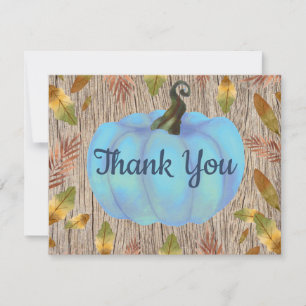 Rustic Watercolor Fall Pumpkin Blue Danke Karte