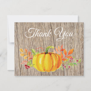Rustic Watercolor Fall Pumpkin Danke Karte