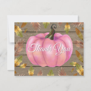 Rustic Watercolor Fall Pumpkin Pink Danke Karte