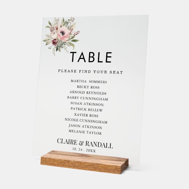 rustic watercolor floral bouquet acrylschild (Winkel)