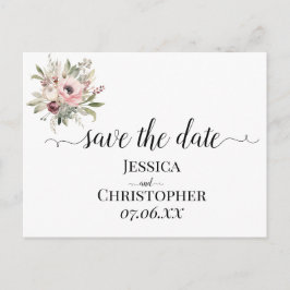 rustic watercolor floral bouquet ankündigungspostkarte