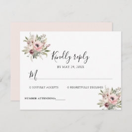 rustic watercolor floral bouquet RSVP karte