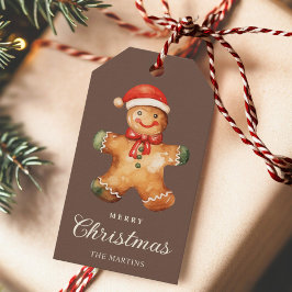Rustic Watercolor Gingerbread Man Christmas  Geschenkanhänger