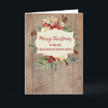 Rustic Watercolor Grandson Frohe Weihnachten Karte<br><div class="desc">Frohe Weihnachten für Enkelkarte in rustikalem Holzmuster und Aquarellfarben Blume und Blattwerk.</div>