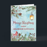 Rustic Watercolor Grandson Frohe Weihnachten Karte<br><div class="desc">Frohe Weihnachten für Enkelkarte in rustikalem Aquarellmuster und Aquarellfarben Blume und Blattwerk.</div>