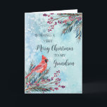 Rustic Watercolor Grandson Frohe Weihnachten Karte<br><div class="desc">Frohe Weihnachten für Enkelkarte mit winterfarbenem Wasser,  Kardinal und nachdenklichem Vers.</div>