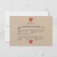 Rustic Watercolor Heart Wedding RSVP Cards