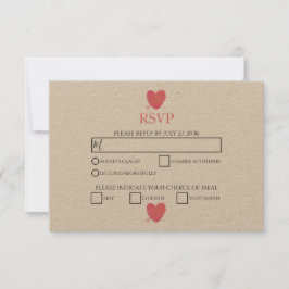 Rustic Watercolor Heart Wedding RSVP Cards Karte
