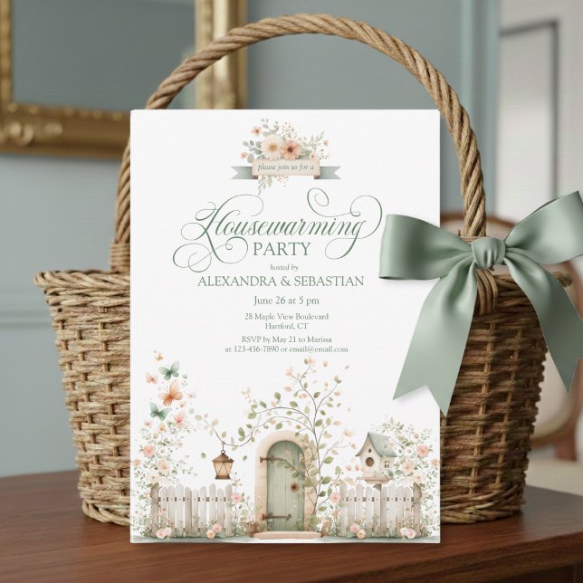 Rustic Watercolor Housewarming Party Invitation Einladung (personalized floral rustic cottage housewarming party invitation with script calligraphy)