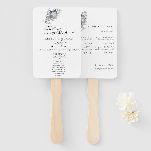 Rustic Watercolor Illustration Floral Arrangement Fächer (Vorne und Hinten)