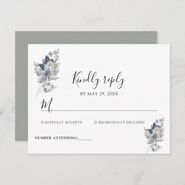 rustic watercolor illustration floral arrangement RSVP karte (Vorne/Hinten)