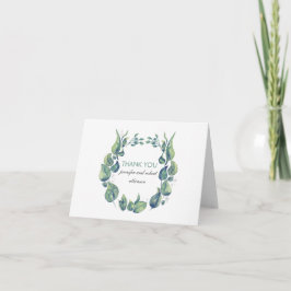 Rustic Watercolor Laurel Wreath Wedding Vielen Dan Dankeskarte