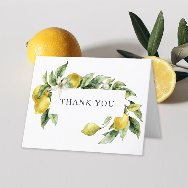 Rustic Watercolor Lemons Wedding danke (Sample thank you message inside to edit or use as written!)