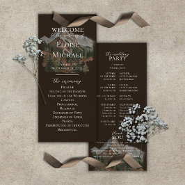 Rustic Watercolor Mountain Ceremony Program