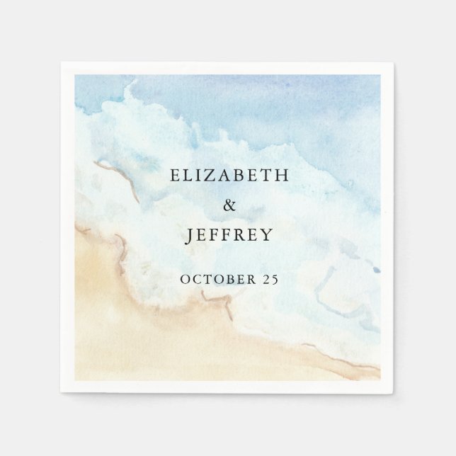 Rustic Watercolor Ocean Sea Summer Beach Wedding Serviette (Vorderseite)