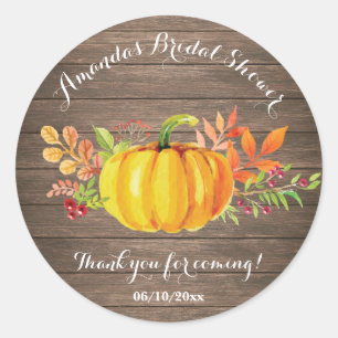 Rustic Watercolor Pumpkin Brautparty Vielen Dank Runder Aufkleber