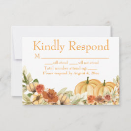 Rustic Watercolor Pumpkin Wedding RSVP Card Dankeskarte