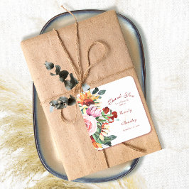 Rustic Watercolor Sunflower Wedding Thank You Quadratischer Aufkleber