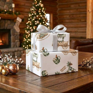 Rustic Watercolor Weihnachten Benutzerdefinierter Geschenkpapier