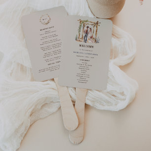 Rustic Watercolor Western Ranch Wedding Program Fächer