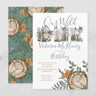 Rustic Watercolor Wild One Birthday Party Einladung