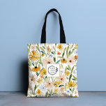Rustic Watercolor Wilde Blume Logo QR Code<br><div class="desc">Rustikale Watercolor Wild Blume Logo-QR-Kode Corporate Tragetaschen zeichnen sich durch ein modernes Aquarell-Blumenmuster in Orange,  Rosa,  Blau und Grün aus. Auf der Rückseite finden Sie Ihr eigenes Firmenlogo mit dem QR-Code. Ideal für Firmengeschenke,  Schule,  Sport,  Gymnastik,  Reisen und vieles mehr. Designed by ©2024 Evco Studio www.zazzle.com/store/evcostudio</div>
