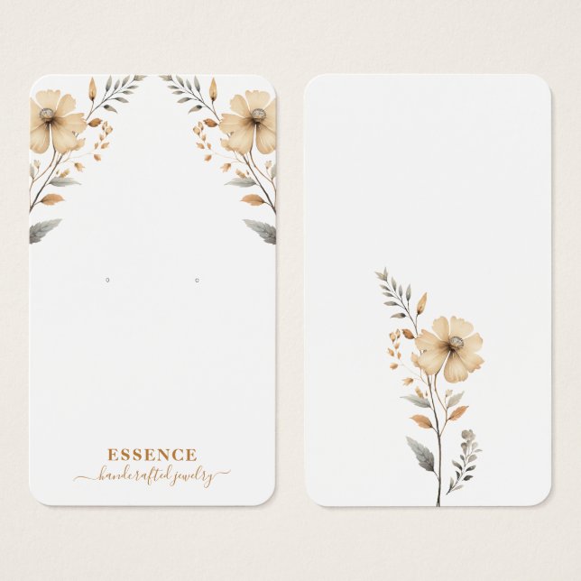Rustic Watercolor Wildflowers Earring Display Card (Vorne & Hinten)