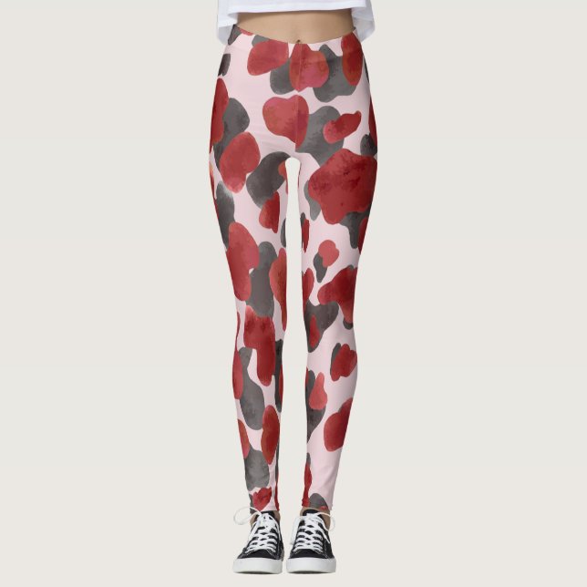 Rustic Watercolor Winter Animal Print Leggings (Vorderseite)