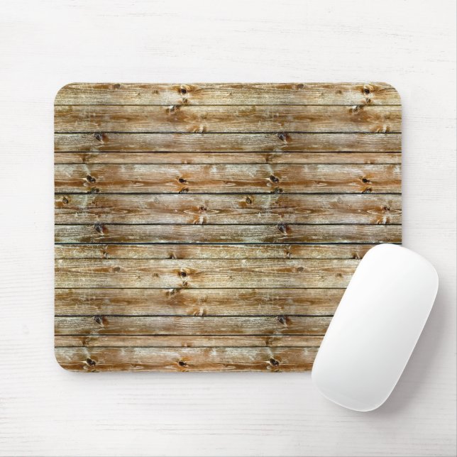 Rustic Weathered Brown Wood Plank Seamless Pattern Mousepad (Mit Mouse)