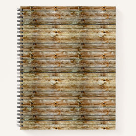 Rustic Weathered Brown Wood Plank Seamless Pattern Notizbuch