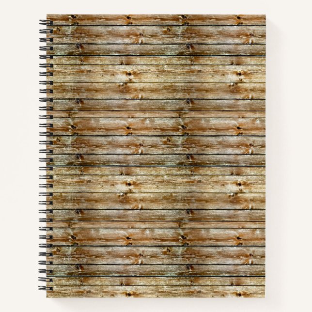 Rustic Weathered Brown Wood Plank Seamless Pattern Notizbuch (Vorderseite)