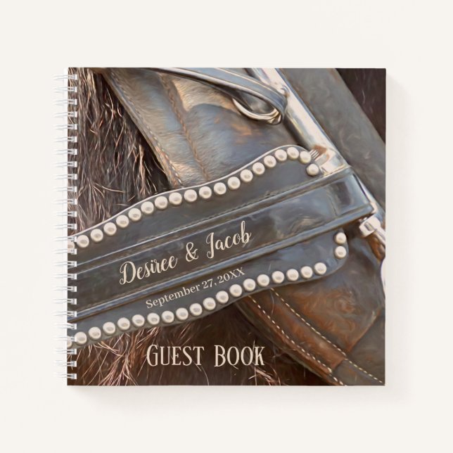 Rustic Wedding Brown Country Western Horse Guest Notizbuch (Vorderseite)