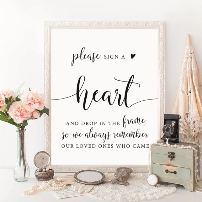 Rustic Wedding Drop A Heart Guest Book Sign Poster (Von Creator hochgeladen)