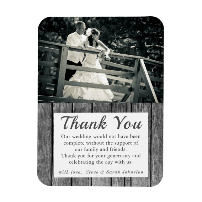 Rustic Wedding Foto Danke Magnet (Vertikal)