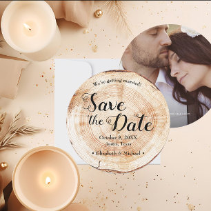 Rustic Wedding Foto Holz Grain Save the Date Inv Einladung