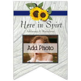 Rustic Wedding Golden Sunflower Blue Gray Wood Wimpelkette