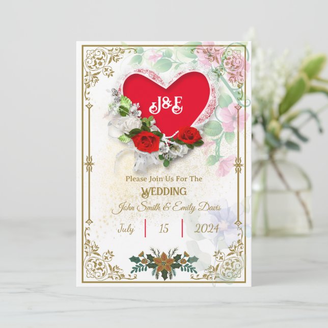 Rustic Wedding Invitations with Rsvp Qr Code Einladung (Stehend Vorderseite)