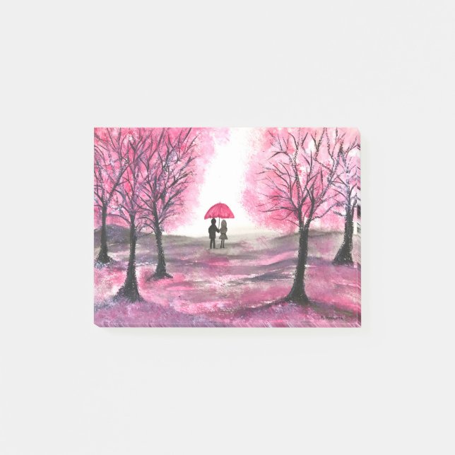 Rustic wedding love couple cherry blossoms tree post-it klebezettel (Vorderseite)