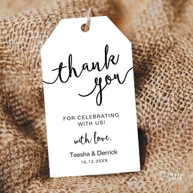 Rustic Wedding Party Danke Geschenkanhänger (Rustic Wedding Party Favor Thank You Gift Tags in Black and White theme)