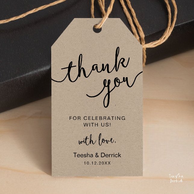 Rustic Wedding Party Danke Geschenkanhänger (Rustic Wedding Party Thank You Gift Tags in cottage brown kraft theme)