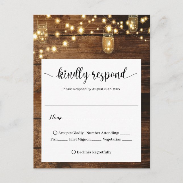  Rustic Wedding RSVP  Postkarte (Vorderseite)