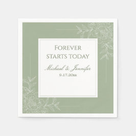 Rustic Wedding Sage Green and White Modern Serviette