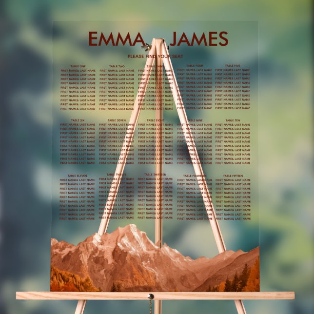 Rustic wedding seating chart Acrylic Sign Acrylschild (Neutral)