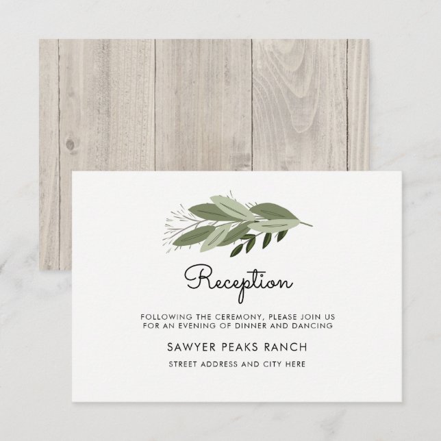 Rustic Wedding Sprigs Empfang Card Einladung (Vorne/Hinten)
