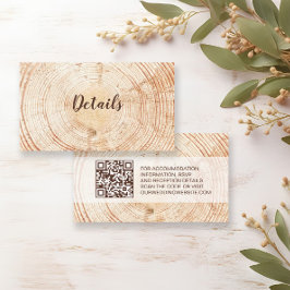 Rustic Wedding Wood Grain Details QR Code Custom Begleitkarte