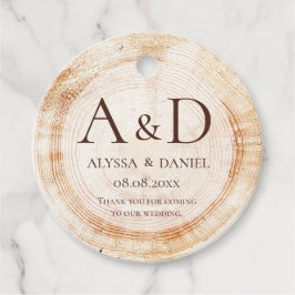 Rustic Wedding wood grain Monogram thank you Geschenkanhänger