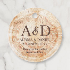 Rustic Wedding wood grain Monogram thank you Geschenkanhänger