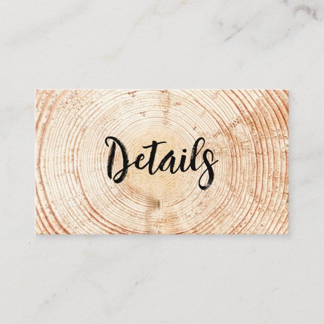 Rustic Wedding Wood Grain QR-Skriptdetails Begleitkarte (Vorderseite)